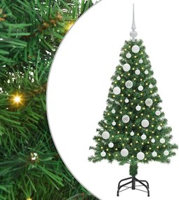 vidaXL Mű karácsonyfa 150 LED-del Zöld 120 cm PVC és Acél és Műanyag