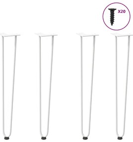 4 db-os hajtűlábak konzolasztalhoz, 72 cm, tömör acél, fehér