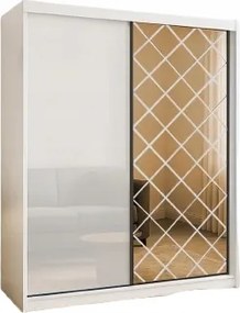 Modern Tolóajtós Ruhaszekrény Caro Tükörrel 200 Fehér