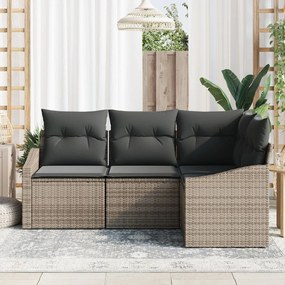 4 darabos kert étkezőszett párnákkal Szürke Poli Rattan