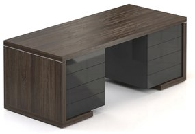 Lineart asztal 200 x 85 cm + 2x konténer, sötét szil / antracit