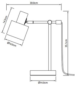 Lámpa Asztali SELVIA II, 5570, max.250V, 50/60Hz, 1*E14, max.25 W, átmérő 10 cm, IP20, fekete/arany