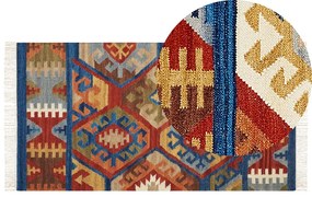 Színes kilim gyapjúszőnyeg 80 x 150 cm JRVESH Beliani