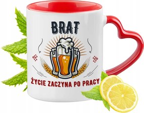 Testvérnek Piros Bögre Szív Alakú Füllel Ajándék Nyomtatott