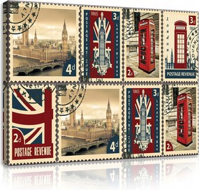 Vászonkép 80x60 Londoni Big Ben stílus és telefonfülke modern stílusban