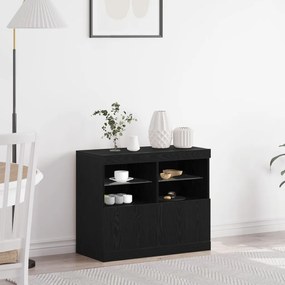 Oldalszekrény LED Műszaki Fekete tölgy 81x37x67 cm