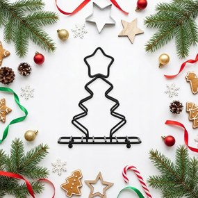 Szalvétatartó Karácsonyfa Tároló Doboz Fekete Acél Állvány 18×16,5 CM