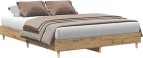 vidaXL kézműves tölgy szerelt fa ágykeret matrac nélkül 150x200 cm