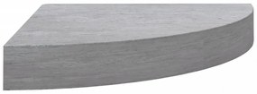 betonszürke MDF fali sarokpolc 25 x 25 x 3,8 cm