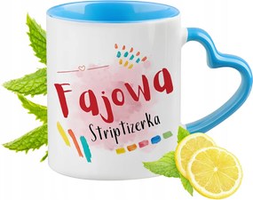 Sztriptíztáncosnőnek Kék Bögre Szív Alakú Füllel Ajándék