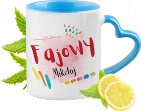 Mikulásnak Kék Bögre Szív Alakú Füllel Kávé Ajándék