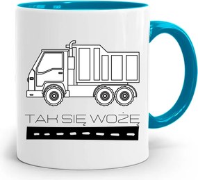 Kék Bögre Építőnek Így Szállítom Az Ajándékot fényképes nyomattal