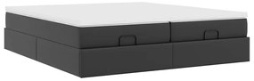 Ottomán ágykeret matracokkal Fekete 160x200cm műbőr