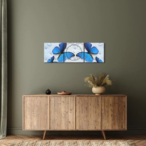 Kép - kék pillangók (órával) (90x30 cm)
