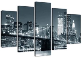 Gario Vászonkép Brooklyn híd fekete-fehér - 5 részes Méret: 100 x 70 cm