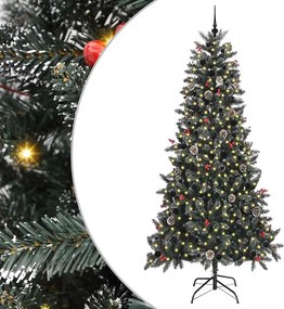 vidaXL Mű karácsonyfa 300 LED-del Zöld 240 cm PVC és Műanyag és Acél