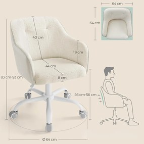 SABINA irodai szék, max. 110 kg, fehér/bézs SongmicsHome