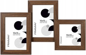 Multirama képkeret 3 kép 10x15 cm 10x10 cm barna Framai