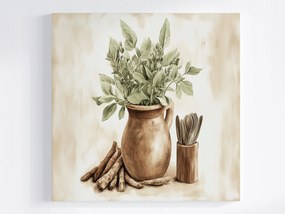 Canvas Vászonkép Konyha Kancsó Gyógynövények Fűszerek Vintage 40x40