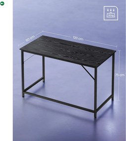 Íróasztal, fekete 60 x 120 x 75 cm