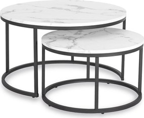 Dohányzóasztal szett fehér márvány hatású felülettel DAFNE MAX