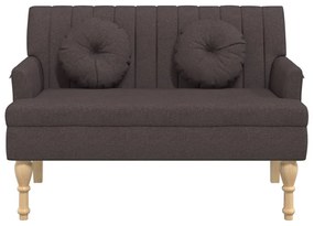 sötétbarna szövetpad párnákkal 113x64,5x75,5 cm