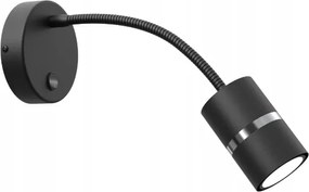 Ewilight Fali lámpa kapcsolóval állítható karral Tube flex GU10 fekete/króm
