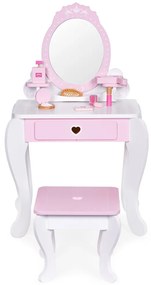 Fésülködőasztal gyerekeknek tükörrel székkel és 7 kiegészítővel