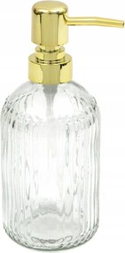 Folyékony Szappan Adagoló Üveg 400ml Átlátszó Arany Bordázott