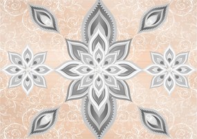 Fotótapéta Ezüst virágok absztrakt szürke-fehér otthonra 350x250 +ragasztó