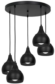 Csillár zsinóron AKTAN 5xE27/60W/230V fekete kerek