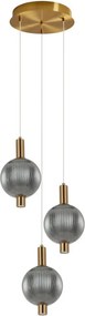 ITALUX PND-83631-3-BROSG LENTI Többágú Függesztett Lámpa Fekete, Füstös, Arany LED IP20