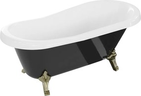 Mexen Retro szabadon álló kád 150 x 73 cm, fehér/fekete, arany lábak - 53251507375-50