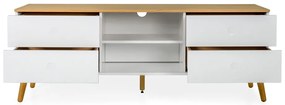 Dot fehér TV-állvány tölgyfa dekorral, szélesség 162 cm - Tenzo