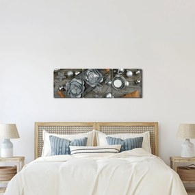 Kép - ezüst karácsonyi dekoráció (órával) (90x30 cm)