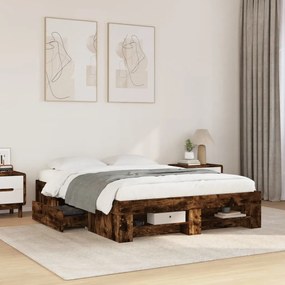 füstös tölgy színű szerelt fa ágykeret matrac nélkül 120x200 cm