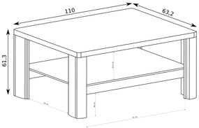 Dohányzóasztal Livia 13 (ribbeck tölgy + fényes fehér). 1057869