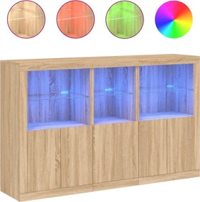 vidaXL sonoma tölgy színű tálalószekrény LED-ekkel 162 x 37 x 100 cm