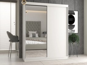 Aldabra IGA 160 A/B tolóajtós gardróbszekrény 120x61x200, 1 tükörrel / sima, fehér