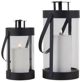 Bondi dekorációs lámpások, acél/üveg, fekete, 2 darabos készlet