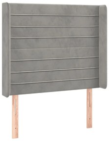 világosszürke bársony LED-es fejtámla 103x16x118/128 cm