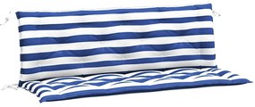 2 db kék és fehér csíkos szövet kerti padpárna 150 x 50 x 7 cm