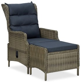 vidaXL barna dönthető polyrattan kerti szék lábzsámollyal