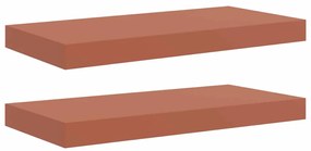 vidaXL Falpolc Falra szerelhető 2 pcs Piros 50 x 23 x 4 cm Faanyag