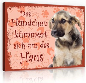 Vászonkép 100x75 Kiskutya kutya ház gondozó aranyos vicces mancs lenyomat