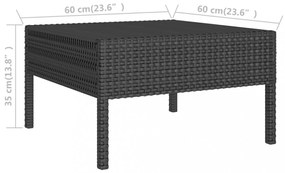 6 részes fekete polyrattan kerti bútorszett párnákkal