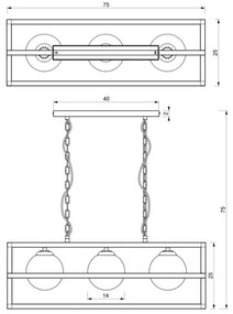 Csillár láncon DIEGO 3xE14/40W/230V fekete