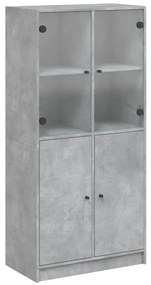 betonszürke szerelt fa magasszekrény ajtókkal 68x37x142 cm