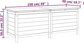 vidaXL fehér tömör fenyőfa kerti tárolóláda 150x50x56,5 cm