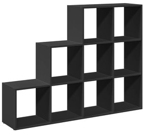 3 szintes fekete fa térelválasztó könyvespolc 137,5x29x103,5 cm